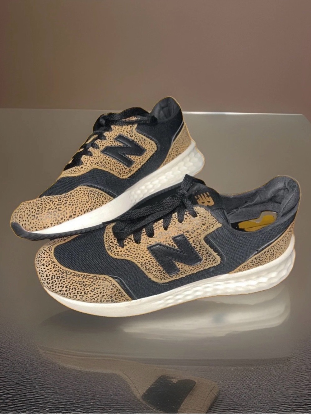 New Balance X70 Fresh Foam Women’s 7 Leopard Animal Print Black Sneakers